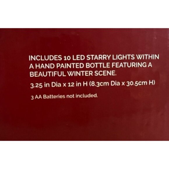 Hand Painted Bottle LED Starry Lights Winter Cardinal Scene Red Bird Christmas - Picture 3 of 9